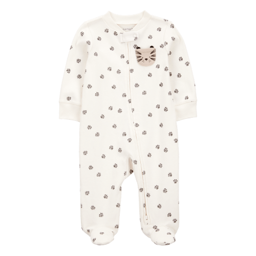 Baby Boy Tiger Print 2-Way Zip Cotton Sleep & Play Pajamas - Ivory - Carter's | Carter's