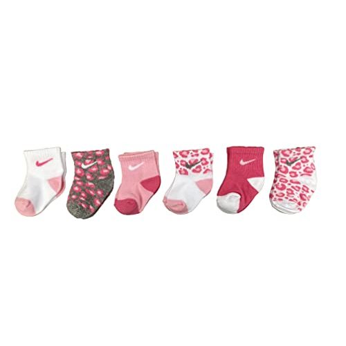 Nike Little Girls Lightweight Ankle Socks 6 Pack (Pink(NN0662-AA7)/White, 6-12 Months)