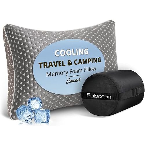 Adjustable Small Cooling Memory Foam Pillow for Travel, Camping & Airplane