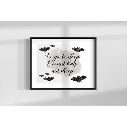 Bat Nursery Art, Printable Wall Art, Bat Nursery, To Go To Sleep I Count Bats Not Sheep, Gothic Nursery, Instant Digital Download