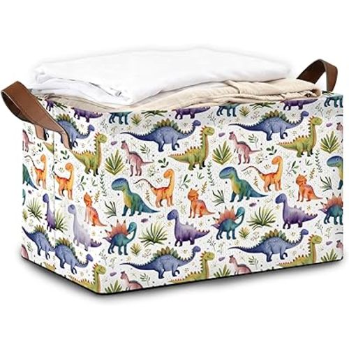 Decorative 32L Howling Dinosaur Storage Bins with Handles, Organization and Storage, Cube Storage Organizer for Hamper, Nursery