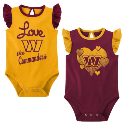 Girls Burgundy/Gold Washington Commanders Spread the Love 2-Pack Bodysuit Set - 0-3 Months