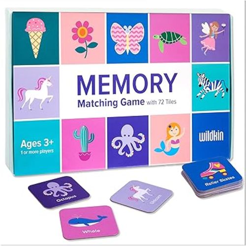Wildkin Memory Matching Game – 36 Educational Pairs for Toddlers & Preschool - Girl
