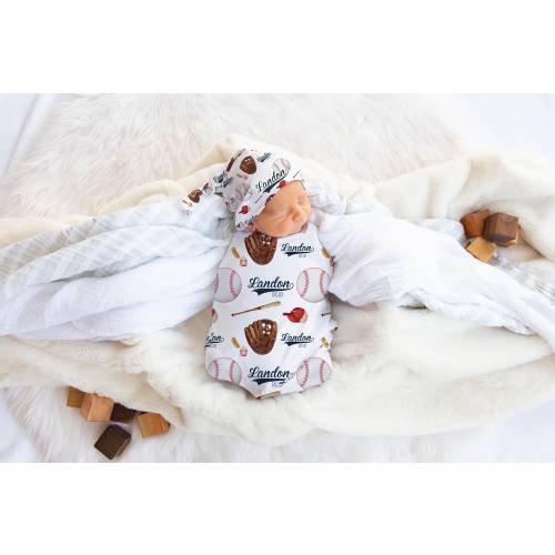 Baseball Swaddle Set, Baseball Baby Blanket, Personalized Sports Baby Blanket, Sports Nursery Theme, Baseball Nursery, Newborn Blanket B77