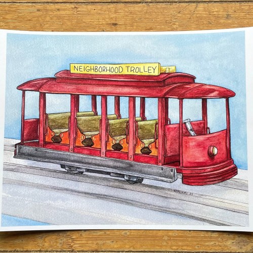 Mr. Rogers Trolley art print, 8x10 neighborhood of makebelieve, fred rogers wall art, gift for child, nursery, mom to be, wedding, pbs tv
