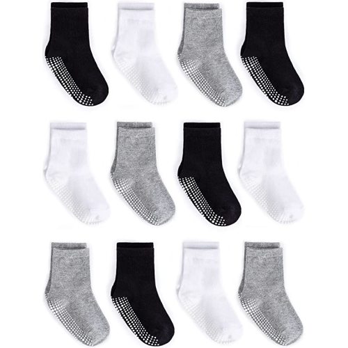 Zaples Grip Crew Socks with Non Slip/Anti Skid Soles for Baby Infants Toddlers Kids Boys Girls