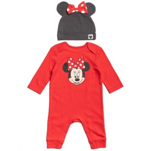 Disney Classics Winnie the Pooh Lion King Tigger Mickey Mouse Minnie Mouse Bambi Cosplay Snap Coverall and Hat Newborn to Infant, Color: Red / black, Size: 0-3 months