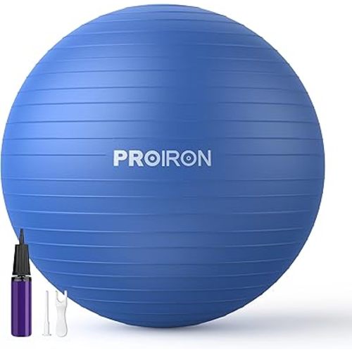 PROIRON 2 in 1 Exercise Ball Pilates Ball Set Anti-Burst Yoga Ball Chair with Quick Pump Slip Resistant Gym Ball Supports 500KG for Pilates Yoga Birthing Pregnancy Stability Gym Workout Training
