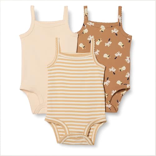 Amazon Essentials Baby Girls' Sleeveless Bodysuits, Pack of 3