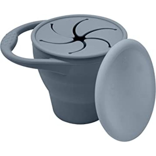 BraveJusticeKidsCo | Snack Attack Snack Cup | Collapsible Silicone Snack Container | Toddler and Baby Snack Catcher Lid (Stormy)