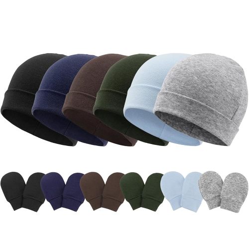 Newborn Baby Hats and Mittens Set Infant Beanie Cap Toddler Gloves Newborn Hospital Hats for Baby Boys Girls Kid 0-6 Months