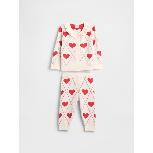 Baby Ruffle Collar Cardigan Sweater Set