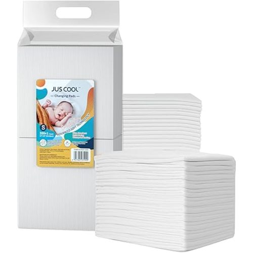 JUS COOL Baby Disposable Changing Pads, 13”x 18”(200+1 Count) Underpads Portable Diaper Changing Pads, Soft Bed Pads Ultra Absorbent and Waterproof
