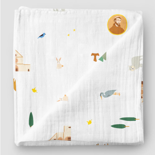 Saint Francis Muslin Swaddle Baby Blanket