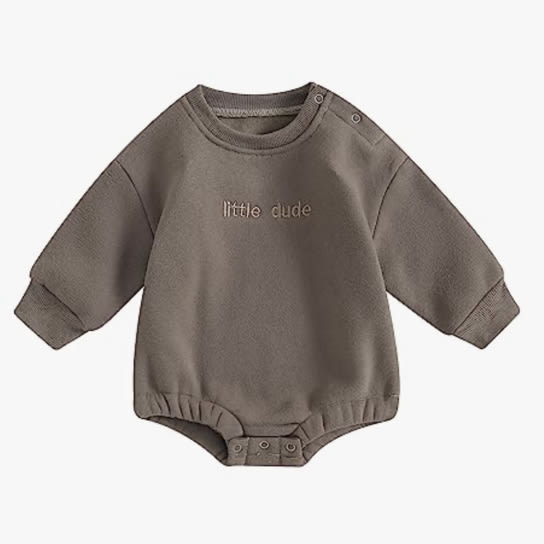 VISGOGO Newborn Infant Baby Boy Girls Oversized Romper Little Dude Sweater Onesie Coming Home Outfit Neutral Clothes