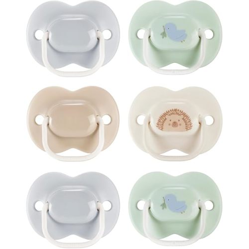 Tommee Tippee Anytime Matte Pacifier, 0-6 Months, Symmetrical Baglet, BPA-Free Binkies, Blue/Green, Pack of 6