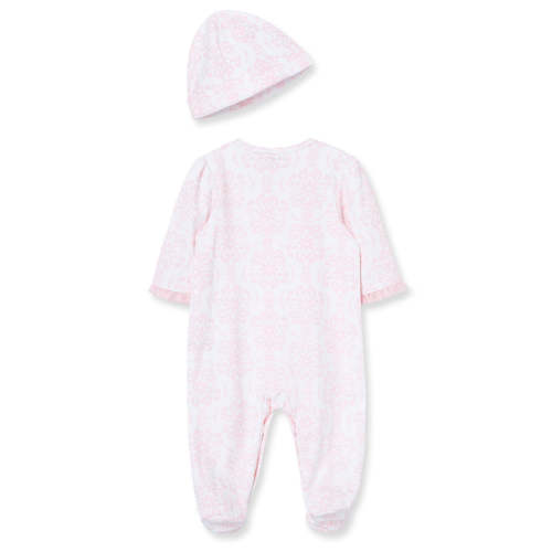 Damask Scroll Footed One-Piece And Hat
