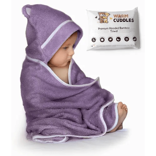 Premium Baby Bath Towel - Rayon Made from Bamboo Hooded Baby Towels - Newborn Baby Towel with Hood - Large Hooded Towel for Newborn Infant Boy Girl (Purple)