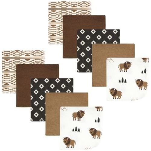 Hudson Baby Flannel Cotton Washcloths, Wild Buffalo 10 Pack, One Size