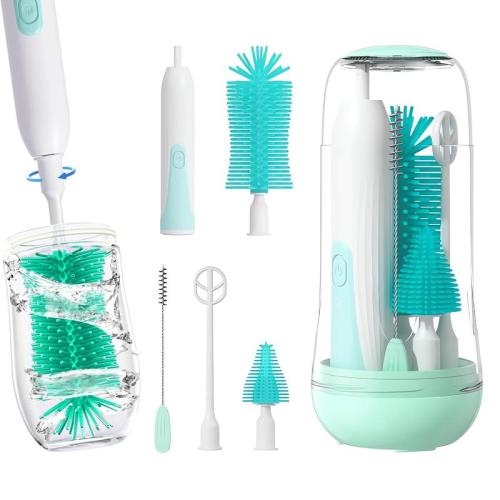 Electric Bottle Cleaning Brush, Bottle Brush Cleaner Water Bottle Cleaning Kit, UV disinfection Nipple Brush Pacifier Cleaner Straw Cleaner Brush for Newborns, 6 Packs Set - TikTok Shop