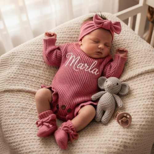 Embroidered Custom Baby Name Romper, Personalized Newborn Ruffle Romper, Cotton Baby Name Romper Set, Baby Shower Gift, Coming Home Outfit