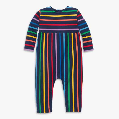 Baby long sleeve explorer romper in rainbow stripe | Primary.com