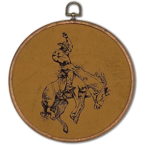 KSDUT Western Cowboy Horse Wall Art Decor - Brown Bucking Southwestern Wall Art Canvas Frame Hanging Prints, Mid Century Modern Wall Art Decor for Home Bedroom Dorm Decorations 10"x10"