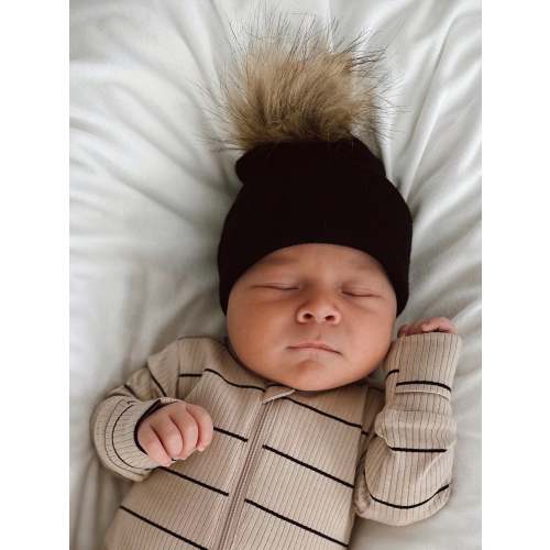 Baby's First Hat, Black Fur Pom