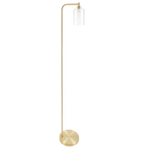 Lavish Home 65-inch Modern Floor Lamp with Glass Shade and LED Edison Bulb (Gold)