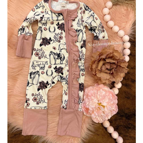 Cowgirl life baby sleeper ( has fold over hands and feet )