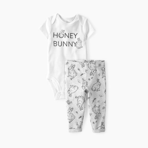 Carter's Little Planet Honey Bunny 2-Piece Set - Grey/White, 3M