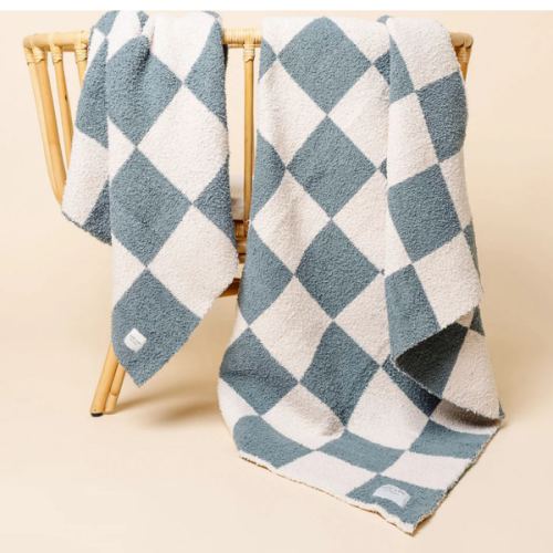 Chenille Blanket - Ocean Check - Small