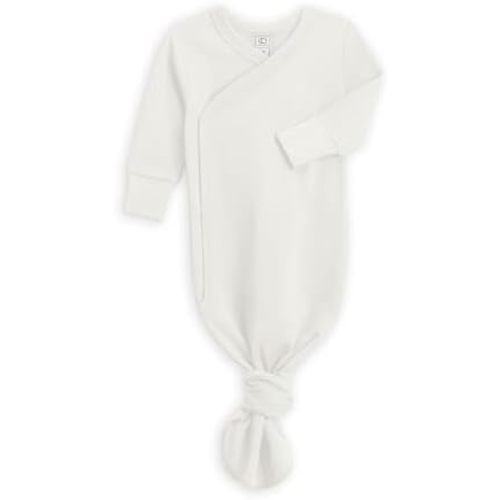 Colored Organics Baby 100% Organic Cotton Newborn Knotted Gown - Infant Indy Kimono Wrap Front Tie Knot with Mitten Cuffs