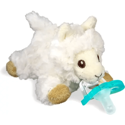 RaZbaby JollyPop Pacifier, Holder w/Detachable Baby Pacifier, Stuffed Animal RaZbuddy, All Ages 0M+, 100% Medical Grade USA Made Silicone, Machine Washable, Textured & Easy to Hold – Llama