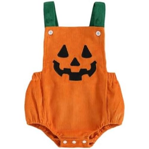 YINGISFITM My First Halloween Baby Boy Girl Outfit Newborn Pumpkin Face Patch Bubble Romper Infant Jumpsuit Halloween Clothes
