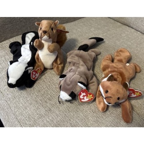 Vintage 1995-96 Ty Group of 4 Woodland Creatures Beanie Babies MWMT