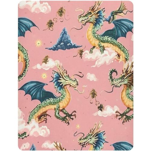 xigua Dragons Pink Crib Sheets Breathable & Soft Fitted Baby Crib Sheet for Boys Girls 27x39x5 Inches Fits Mini Crib and Playard Mattresses
