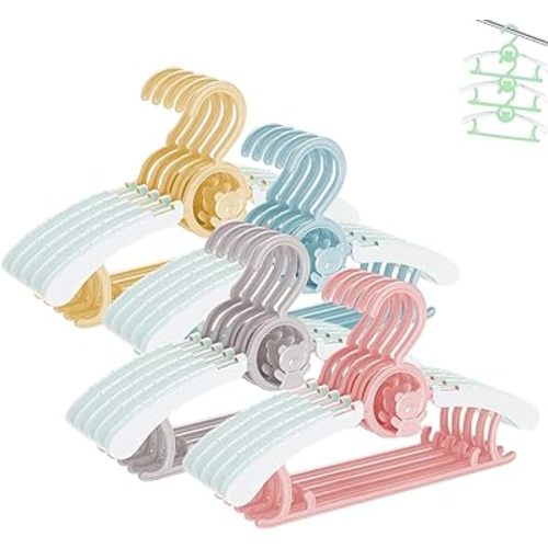 HGYZE Baby Nursery Closet Hangers, Ultra-Thin Non-Slip Laundry Infant Pant Hangers for Newborn Clothes - 20pcs Colorful Gifts - Adjustable Children Coat Hanger for Girl Boy Toddler Kids Child