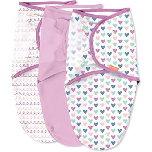 SwaddleMe Original Swaddle - Size Small/Medium, 0-3 Months, 3-Pack (Hearts and Hoops) Easy to Use Newborn Swaddle Wrap Keeps Baby Cozy and Secure and Helps Prevent Startle Reflex