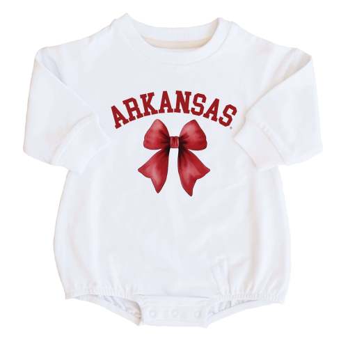 University of Arkansas | Football & Bows Graphic Sweatshirt Bubble Romper
