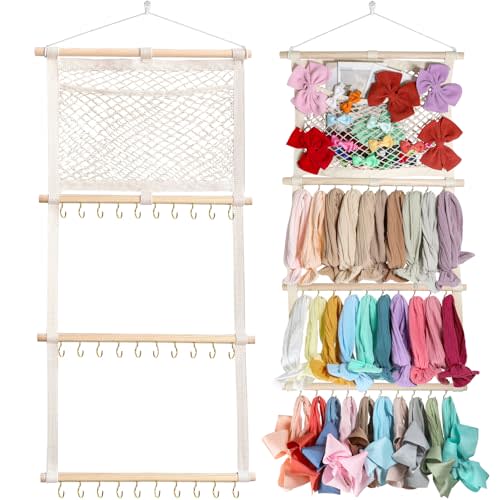 ALinmo Headband Holder Hair Bows Organizer for Baby Girls Large Capacity Bow Holder Hair Accessories Wall Hanging Organizer for Toddler Baby Girl Nursery Room Decor