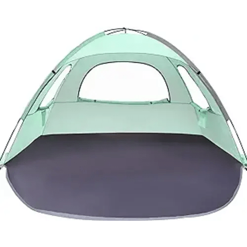 WhiteFang Beach Tent Anti-UV Portable Sun Shade Shelter for 3/4/6 Person, Extendable Floor with 3 Ventilating Mesh Windows Plus Carrying Bag, Stakes and Guy Lines
