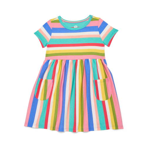Wonder Nation Baby and Toddler Girls Play Dress with Short Sleeves, Sizes 0/3M-5T