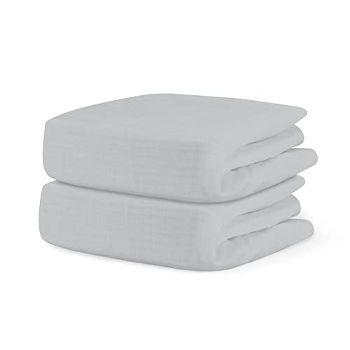 Newton Baby Organic Fitted Crib Sheets (2-Pack) - 100% Breathable and Ultra-Soft, 100% Organic Muslin Cotton, Twilight Grey, Fits All Standard Cribs