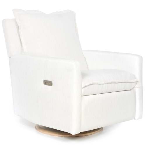 QUICK SHIP FLYNN – Recliner Swivel Nursery Glider – High Performance Cloud White