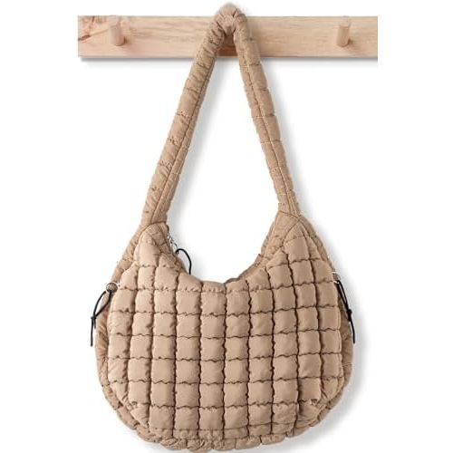 Puffer Tote Bag for Women Large Quilted Tote Bag Quilted Carryall Bag Soft Puffy Crossbody Bag Hobo Handbags Puff Purse