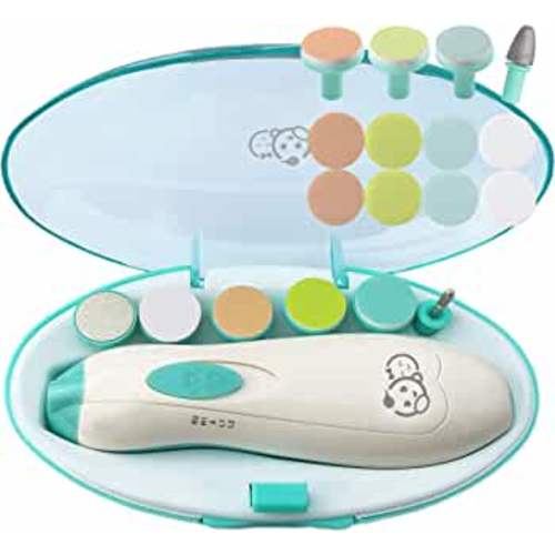 Baby Nail Clippers 20 in 1 by Royal Angels | Safe Electric Baby Nail Trimmer, Baby Nail File Kit, Additional Replacement Heads, Newborn Toddler Toes and Fingernails, Trim and Polish (Green)