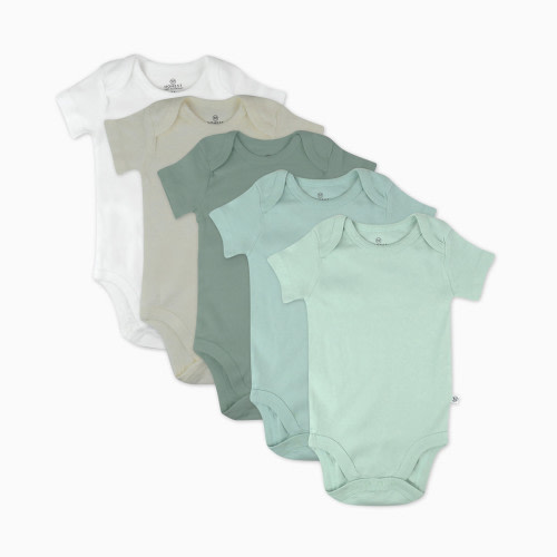 Honest Baby Clothing 5-Pack Organic Cotton Short Sleeve Bodysuits - Sage Ombre, Newborn, 5