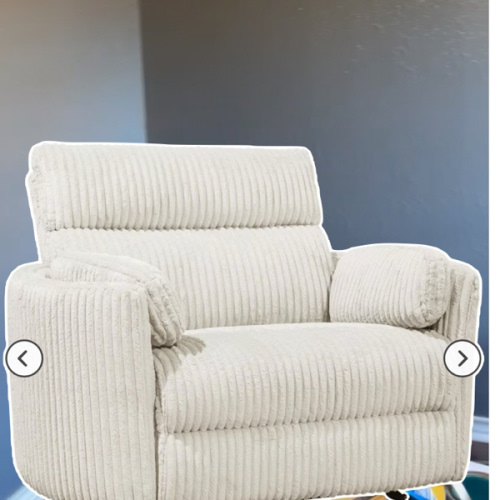 Simeon Collection XL Power Glider Recliner in Mega Ivory | NFM