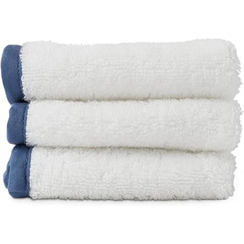 Lalo Baby Washcloths 3-Pack - 100% Organic Cotton, Soft & Absorbent, Gentle on Sensitive Skin, Machine Washable Soft Kids Washcloths - Blueberry